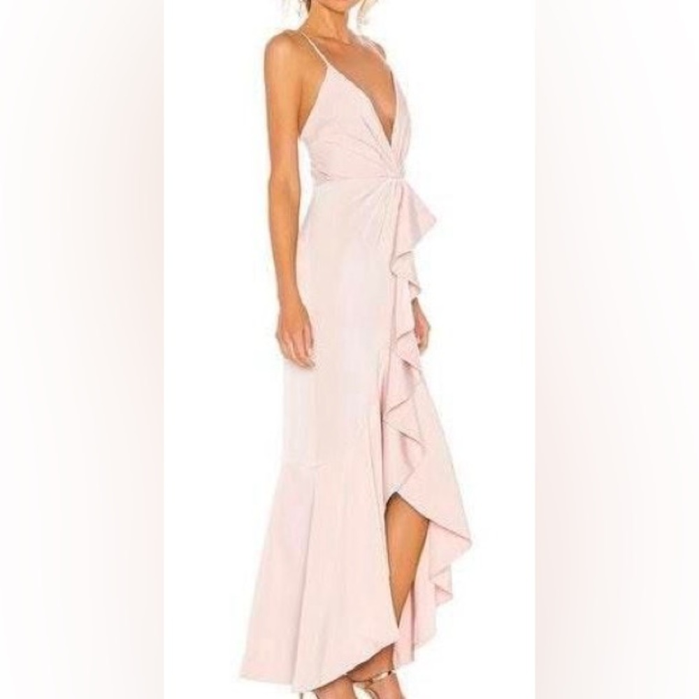 NBD Revolve Light Me Up Ruffle Blush Pink Gown - Picture 3 of 7